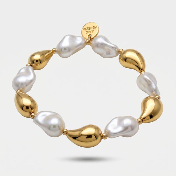 Bracciale in Metallo perle irregolari e gocce - BYSIMON gioielli