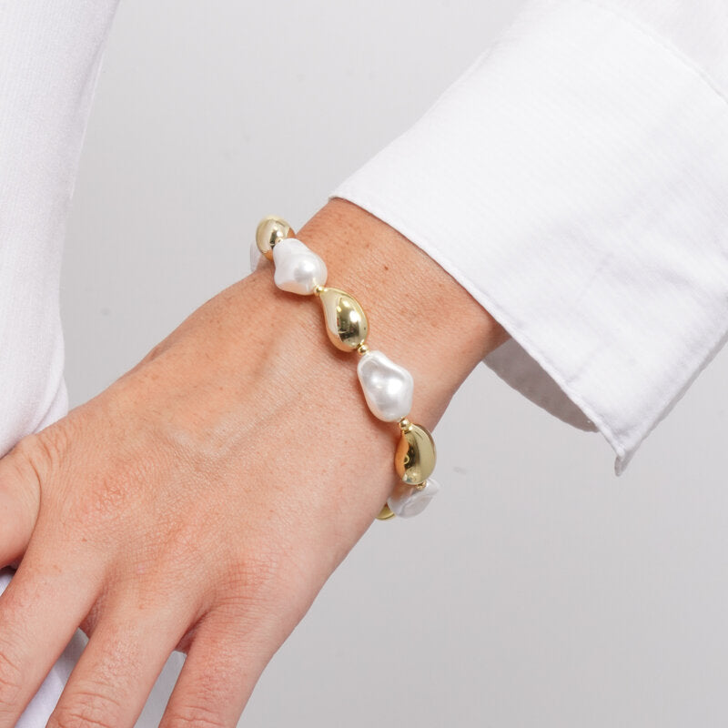 Bracciale in Metallo perle irregolari e gocce - BYSIMON gioielli