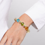 Bracciale in Metallo perle e cristalli colorati