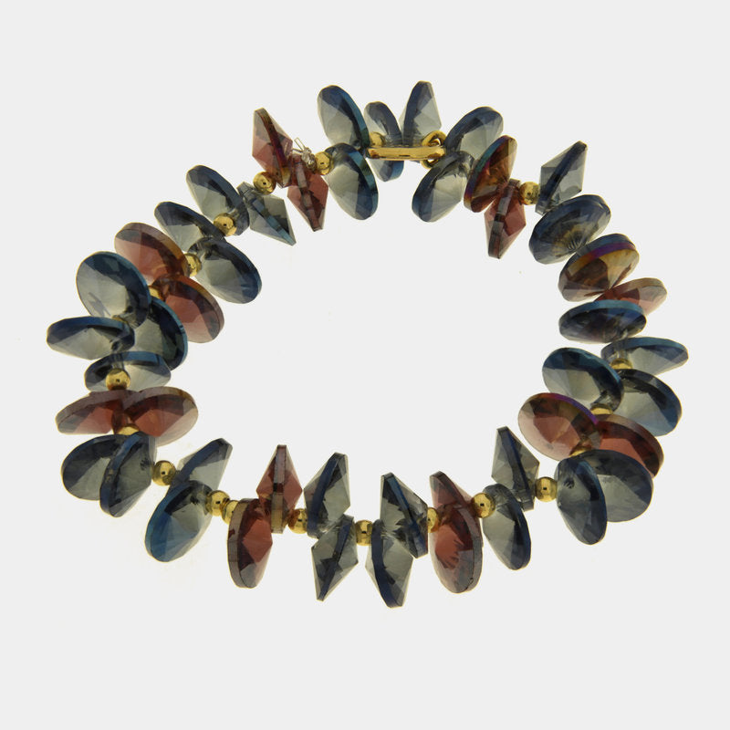 Bracciale in Metallo cristalli blu e marroni