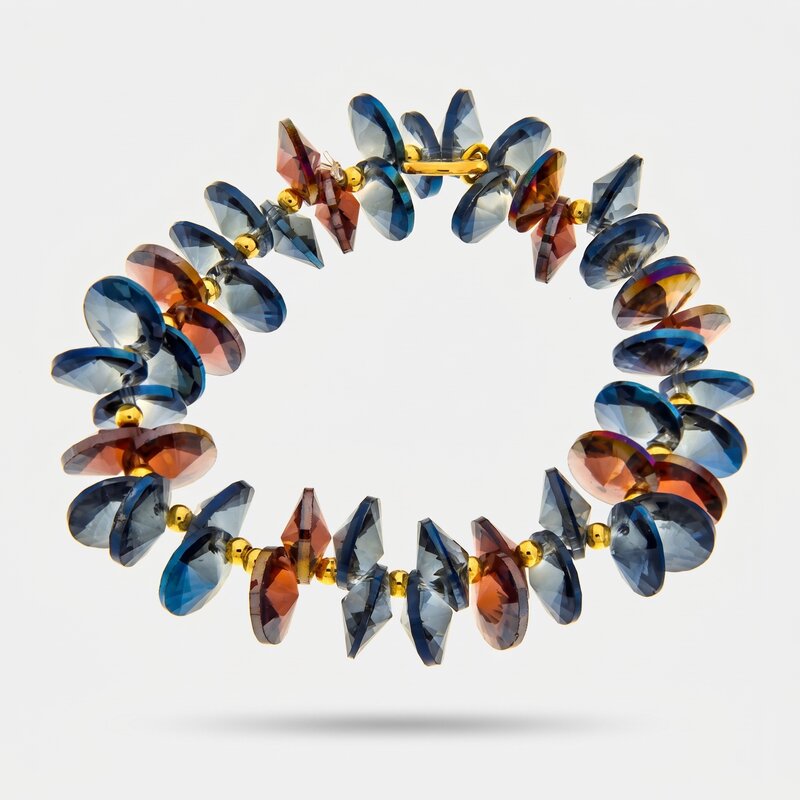 Bracciale in Metallo cristalli blu e marroni - BYSIMON gioielli