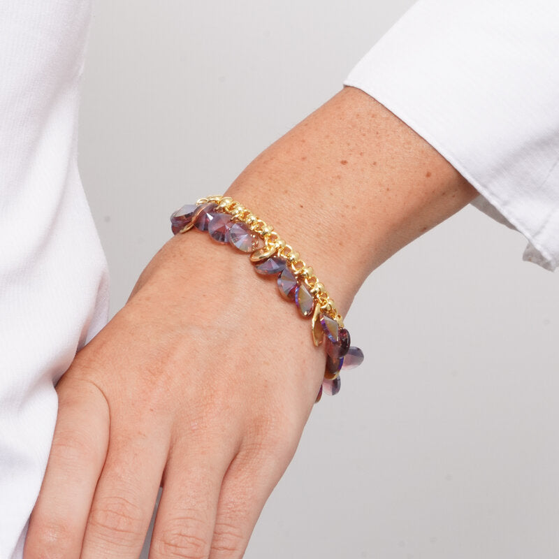Bracciale in Metallo cristalli marroni