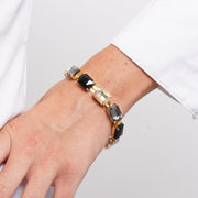 Bracciale in Metallo cristalli neri e perle