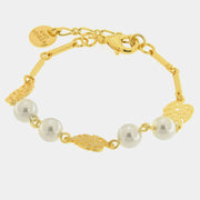 Bracciale in Metallo foglie e perle