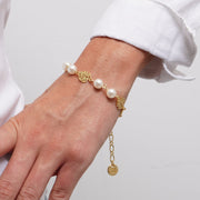 Bracciale in Metallo foglie e perle