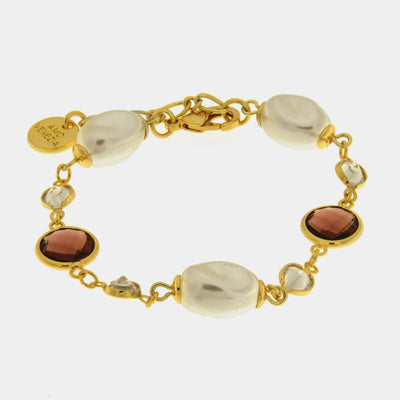 Bracciale in Metallo perle e cristalli marroni - BYSIMON gioielli