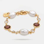 Bracciale in Metallo perle e cristalli marroni - BYSIMON gioielli