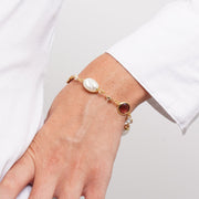 Bracciale in Metallo perle e cristalli marroni