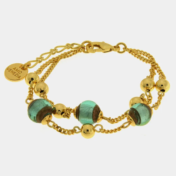 Bracciale in Metallo cristalli art glass verdi - BYSIMON gioielli