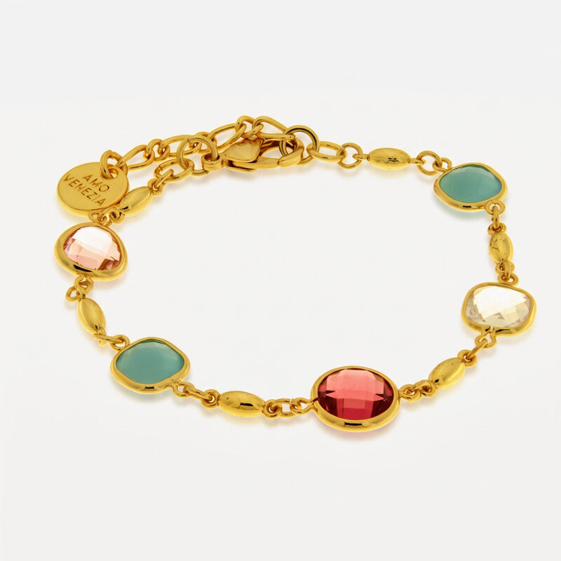 Bracciale in Metallo cristalli colorati - BYSIMON gioielli