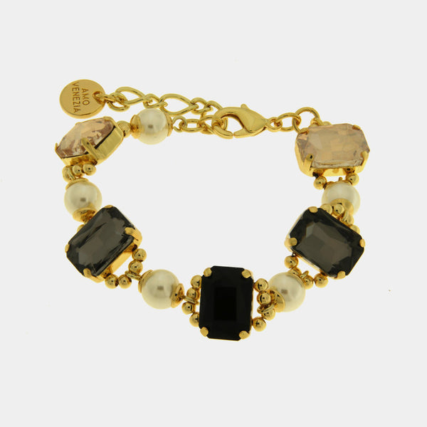 Bracciale in Metallo perle e cristalli - BYSIMON gioielli