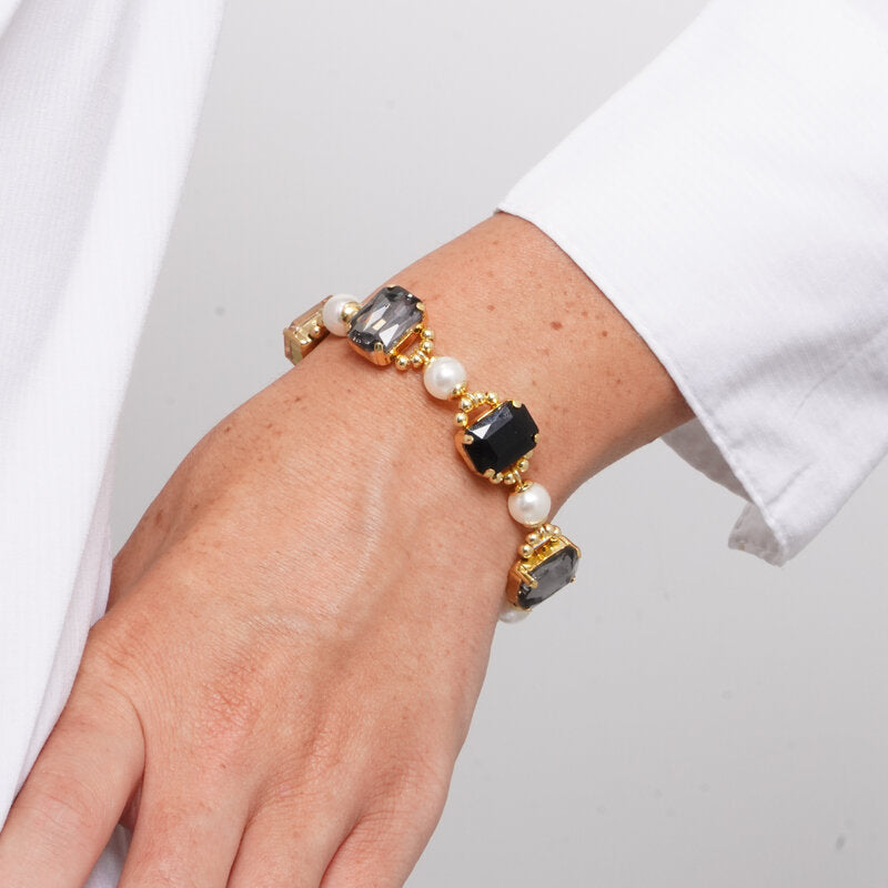 Bracciale in Metallo perle e cristalli