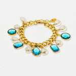 Bracciale in Metallo perle e cristalli azzurri - BYSIMON gioielli