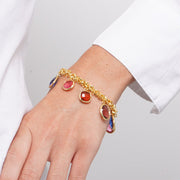 Bracciale in Metallo cristalli colorati pendenti