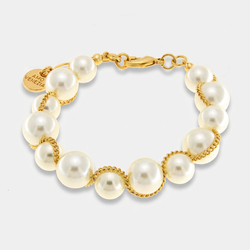 Bracciale in Metallo con perle - BYSIMON gioielli