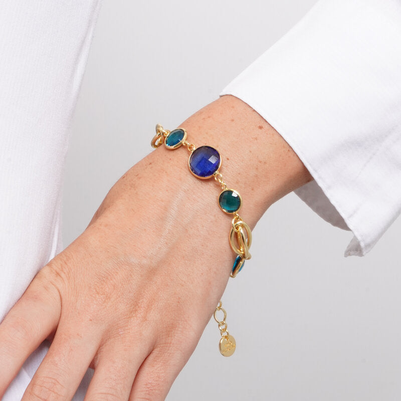 Bracciale in Metallo cristalli blu - BYSIMON gioielli