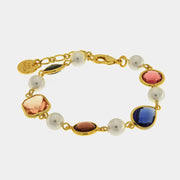 Bracciale in Metallo perle e cristalli colorati