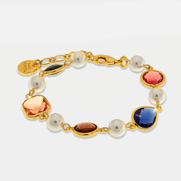 Bracciale in Metallo perle e cristalli colorati - BYSIMON gioielli