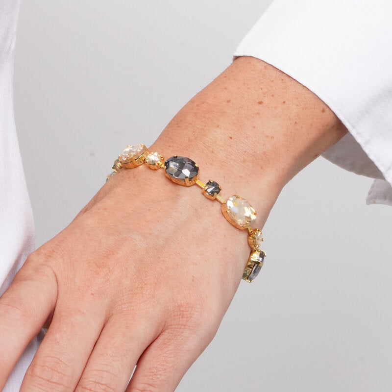 Bracciale in Metallo cristalli neri e gialli