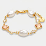 Bracciale in Metallo perle e cristalli rosa - BYSIMON gioielli