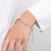 Bracciale in Metallo perle e cristalli rosa