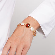 Bracciale in Metallo perle e cristalli marroni