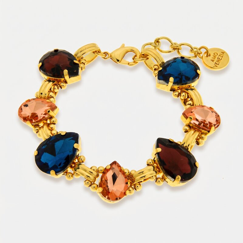 Bracciale in Metallo cristalli colorati - BYSIMON gioielli