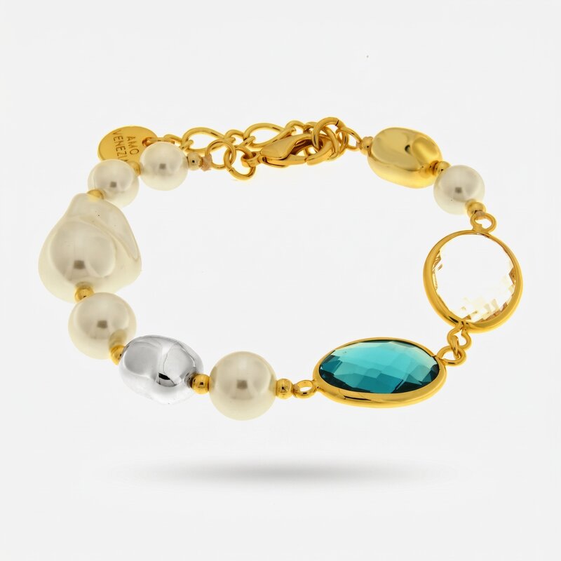 Bracciale in Metallo perle e cristalli - BYSIMON gioielli