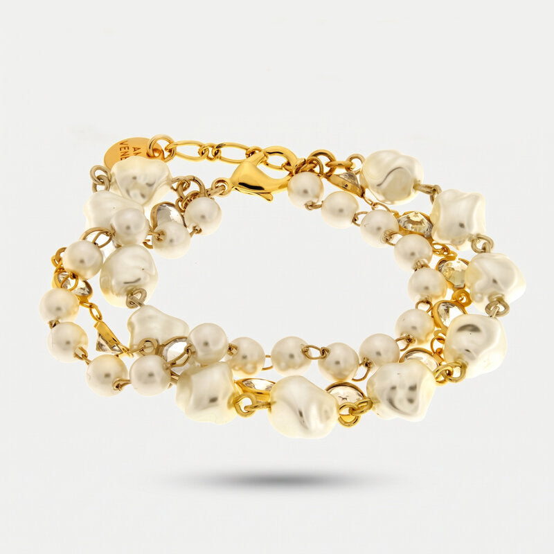 Bracciale in Metallo multifilo con perle - BYSIMON gioielli