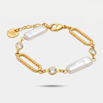 Bracciale in Metallo catena con perle rettangolari - BYSIMON gioielli