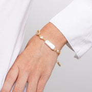 Bracciale in Metallo catena con perle rettangolari