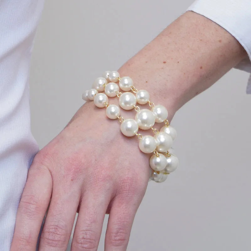 Bracciale in Metallo multifilo con perle - BYSIMON gioielli