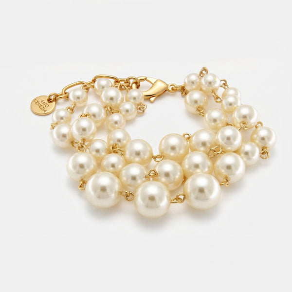 Bracciale in Metallo multifilo con perle - BYSIMON gioielli