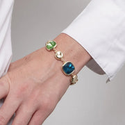 Bracciale in Metallo quadrato con cristalli colorati e sfere
