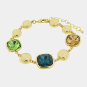Bracciale in Metallo quadrato con cristalli colorati e sfere
