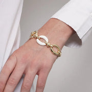 Bracciale in Metallo ovali lisci e smaltati bianchi