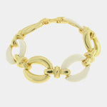 Bracciale in Metallo ovali lisci e smaltati bianchi - BYSIMON gioielli