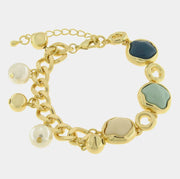 Bracciale in Metallo catena con cristalli e perle