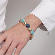 Bracciale in Metallo triangoli lisci e smaltati blu e azzurri