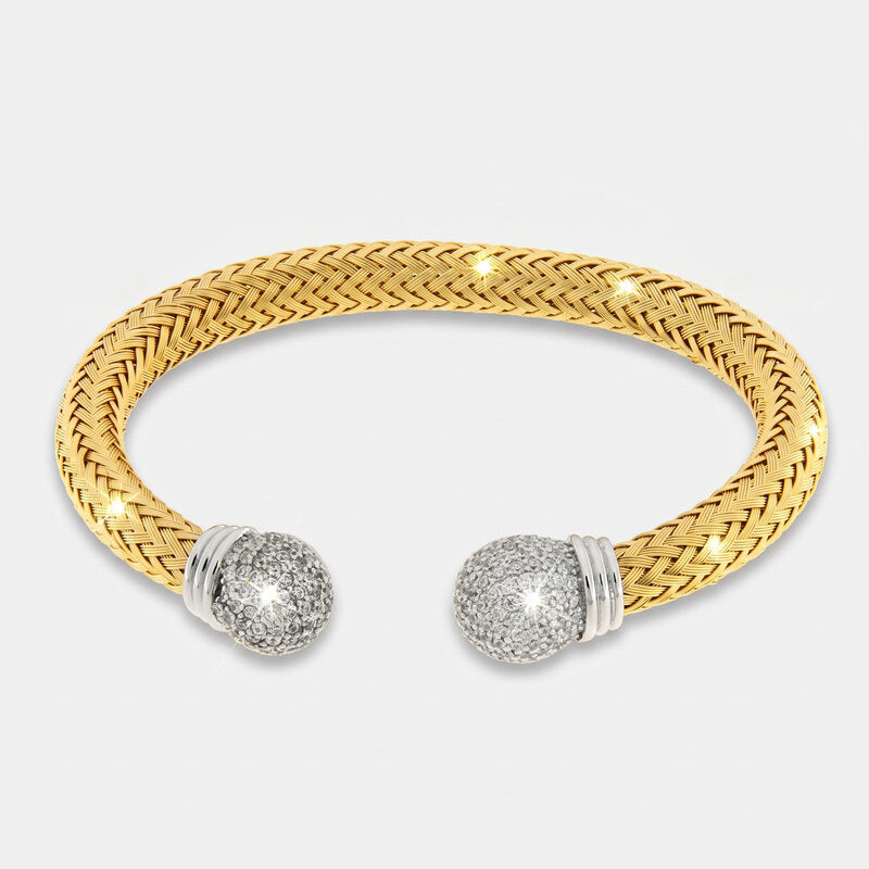 Bracciale in Metallo rigato con cristalli - BYSIMON gioielli