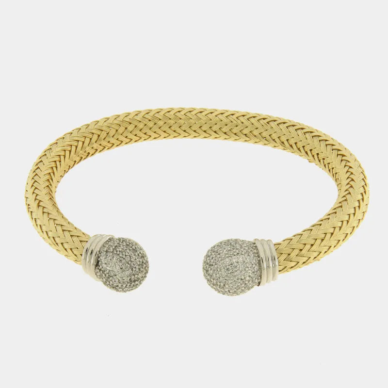 Bracciale in Metallo rigato con cristalli