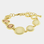 Bracciale in Metallo sfere lisce e cristalli rosa - BYSIMON gioielli