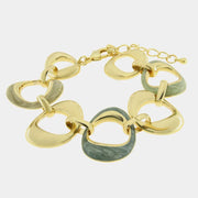 Bracciale in Metallo cerchi irregolari lisci e smaltati verdi effetto marmo