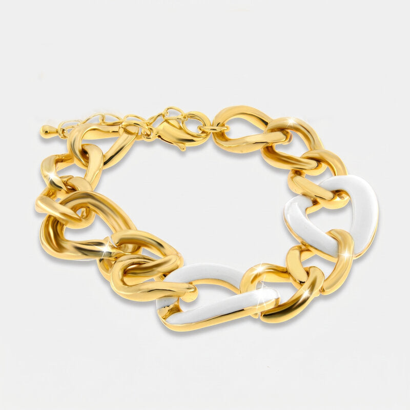 Bracciale in Metallo catena smaltata bianca - BYSIMON gioielli