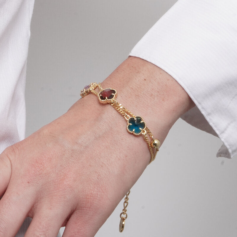 Bracciale in Metallo fiori colorati - BYSIMON gioielli