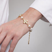 Bracciale in Metallo fiori e perle