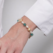 Bracciale in Metallo pietre azzurri di Murano con fiori e perle