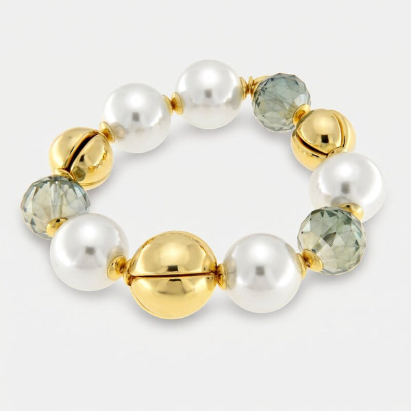 Bracciale in Metallo perle e cristalli grandi - BYSIMON gioielli