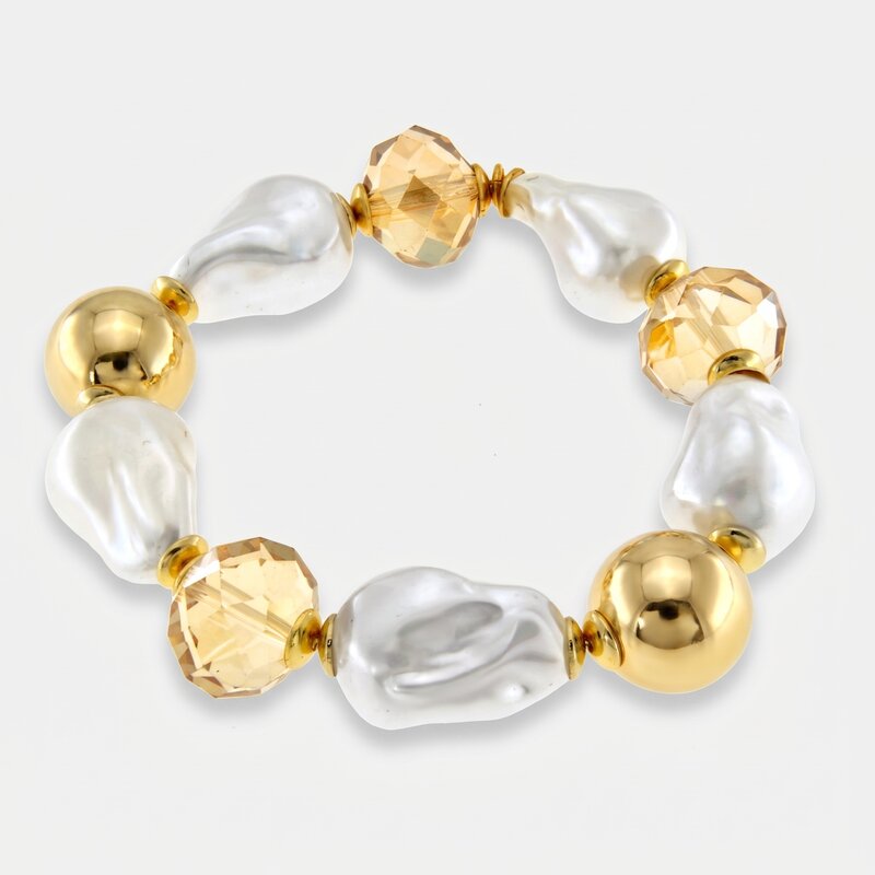 Bracciale in Metallo perle e cristalli grandi - BYSIMON gioielli