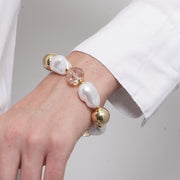 Bracciale in Metallo perle e cristalli grandi